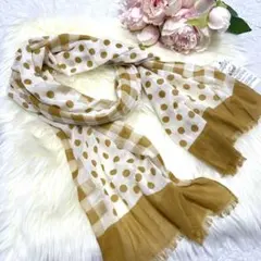 【新品タグ付】インド綿100% ギンガムチェックドットストール