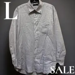 「即日発送」MODE ISM Lグレー系チェック柄長袖シャツ