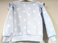 ウサギ柄 水色　裏起毛 トレーナー　長袖　トップス　ニット　130