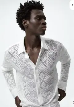 ★美品★ZARA レース長袖シャツ Sサイズ