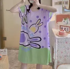 9421ゆったり部屋着カジュアルパジャマ夏寝間着妊婦半袖ルームウェアワンピース