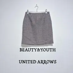 ​【極美品】ビューティー＆ユース ウール100% チェック柄ミニスカート 日本製