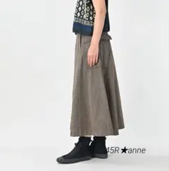 美品‼︎ 45R 厚手麻藍色ロングスカート レーヨン麻フレアマキシスカート＜大きいサイズ有＞シック