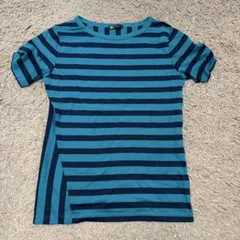BG ボーダー Tシャツ Lサイズ ターコイズ ネイビーのサムネイル