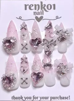 ネイルチップ ピンク 可愛い ゴテゴテ 量産型 地雷系 ゆめかわ 姫系 スナ系