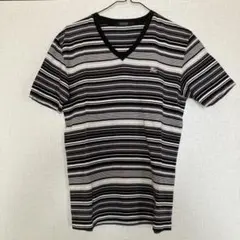 BURBERRY BLACK LABEL ストライプ Vネック Tシャツ 　2