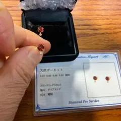 K18　ガーネットと天然ダイヤモンドのピアス