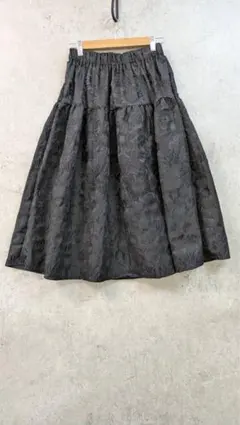 黒 フレアスカート ゴムウエスト