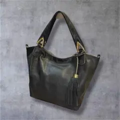 【未使用品】レザー ハンドバッグ トートバッグ タッセル ゴールド金具 自立