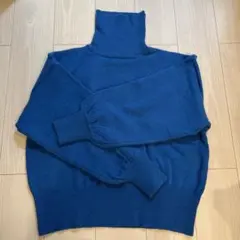 タートルネックニット ブルー 長袖