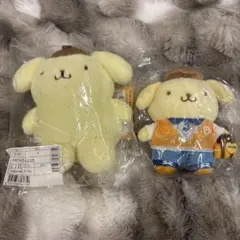 サンリオ　ポムポムプリン　ぬいぐるみ &キラメキ部マスコットキーホルダー