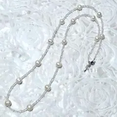 【新品】淡水パール　ネックレス　ステーションネックレス 白 ビーズ QVC