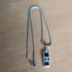 ヴィンテージシルバー 黒 ロゴ ペンダント CC ネックレス