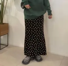 【新品未使用タグ付】しまむらSAORIドット柄ベロアスカート Lサイズ