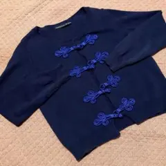 Spick & Span ネイビー 長袖ニットカーディガン 綿100%