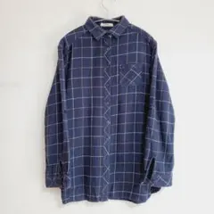 【イーアールジー】ネルシャツ Mサイズ 紺 長袖 チェック柄 トップス