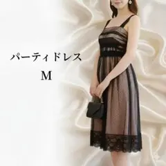 パーティードレス Mサイズ ドット柄 ピンク レース付き