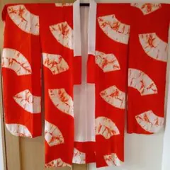 正絹 舞妓 半襟 赤地 白糸手刺繍 襟台付き 衣紋抜き 夏用 観世水