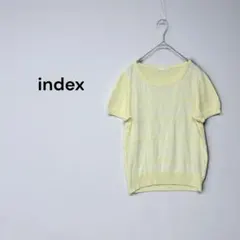 インデックス index 半袖ニット M チェック柄 イエロー 黄色 薄手