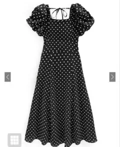 ドット柄バルーンスリーブフレアワンピース[ru1163]