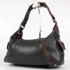 トッズ TOD’s ワンショルダー バッグ ミキー レザー ブラック ステッチ