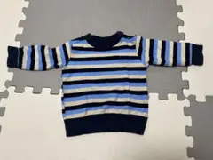 ストライプニットセーター（青・ベージュ）