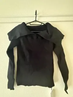 GRL グレイル ビッグカラー オフショル リブニット トップス L