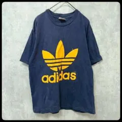 adidas　80s　トレフォイル　カナダ製　Tシャツ　紺黄　Ｓ