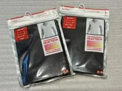 未使用☆ユニクロ・ヒートテック・シームレスＶネックT（半袖）・L・ブラック☆2点