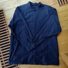 無印良品　ブラック バンドカラーシャツ S-M