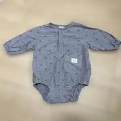 tete a tete 花柄　ロンパース 80 グレー　くすみカラー　長袖