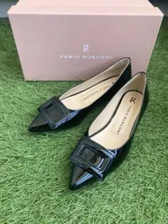 【FABIO RUSCONI】ブラックフラットシューズ　サイズ22.5