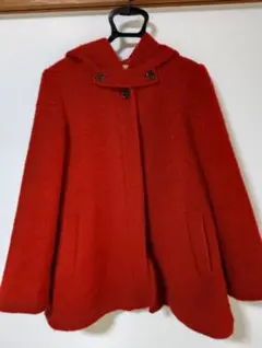 軽くて暖かトリプルアローズ フード付きウール混コート Aラインで着心地ゆったり