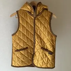 LAVENHAM キルティングベスト イエロー フード付き　リバーシブル　38