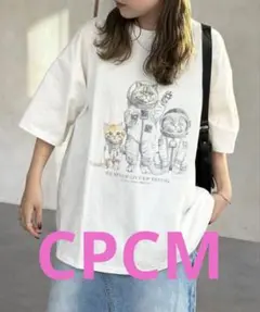 [a817] CPCM 宇宙飛行士 猫 プリント 半袖 Tシャツ Mサイズのサムネイル