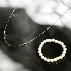【フォロー割5％オフ❗️2点セット！未使用】ネックレス　ブレスレット　パール