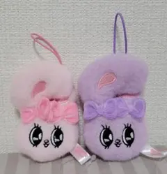エスターバニー　ミニフェイスマスコット　紫　ピンク　2個セット