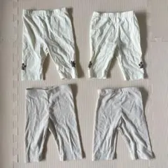 【 6回着用 】レギンスパンツ ベージュ 犬柄 リブ ７分丈 西松屋 90 双子