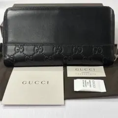 超良品‼️ グッチ　GUCCI 財布　長財布　シマレザー　ラウンドファスナー