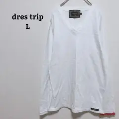 條紋拼接　剪裁上衣　長袖T恤　V領　純棉100%　日本製　簡約　S