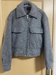 ZARA ブークレクロップドジャケット　襟付きブルゾン