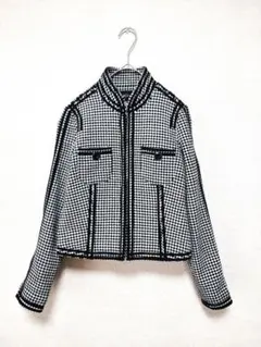 美品　VICKY　千鳥格子スタンドカラージャケット　ショート丈　Sのサムネイル