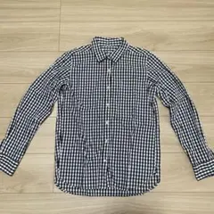 黒と白のギンガムチェック長袖シャツ Mサイズ