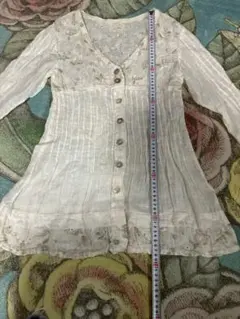 刺繍入りボタンアップチュニック Mサイズ