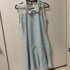 花柄レース襟 ノースリーブ ワンピース