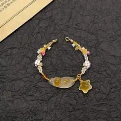 天然石 花 猫 星モチーフ ブレスレット