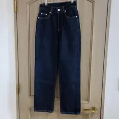 【美品】BASEMENT online ハイウェスト ストレート デニム XS