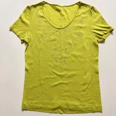✨激レアHIOKO KOSHINO✨サンプル品ライムグリーン カットソー装飾付きのサムネイル