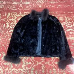 訳アリ⭐︎VIVAYOU フォックス　ファー付ジャケット　黒　茶　ショート　Y2K