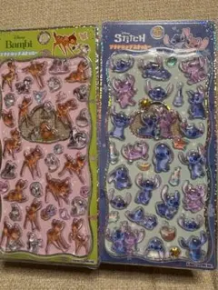 ディズニー　プチドロップステッカー　バンビ　スティッチ